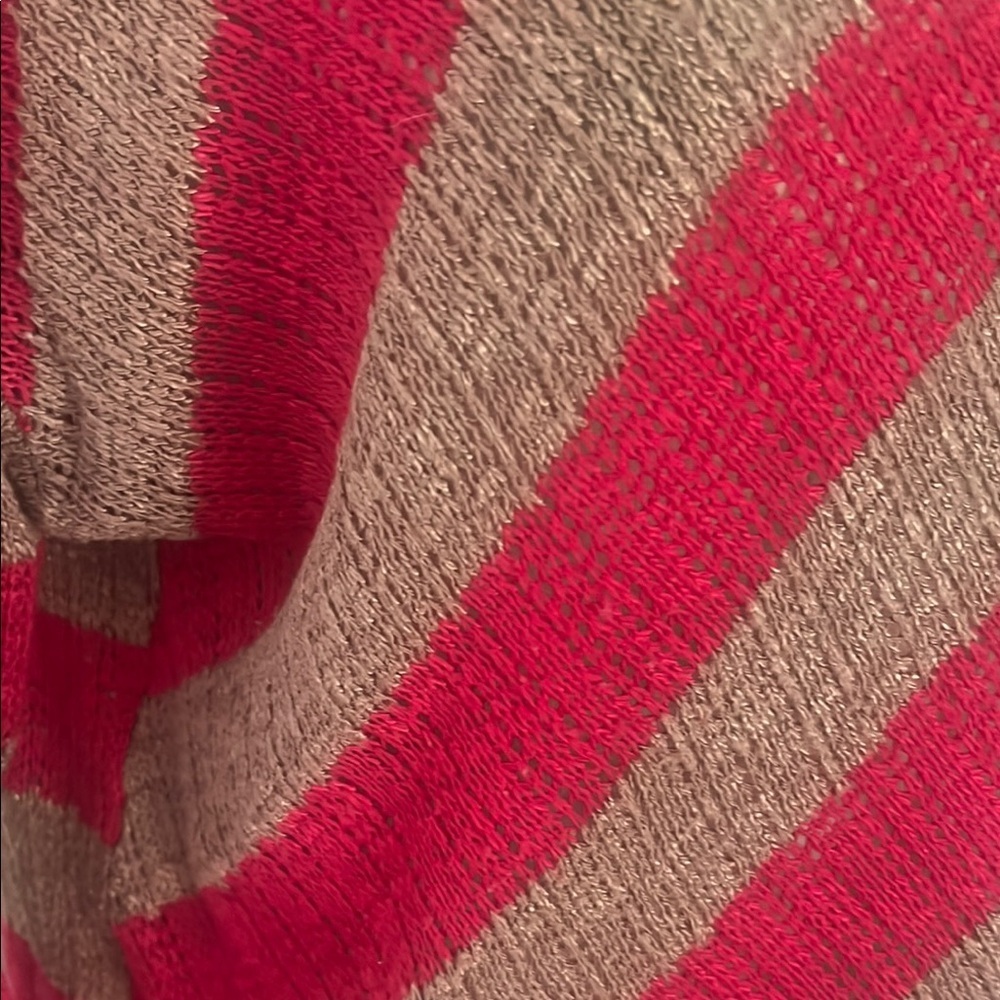 Splendid Magenta and Lt Brown V-Neck Sweater with Striped Pattern - Picture 3 of 7